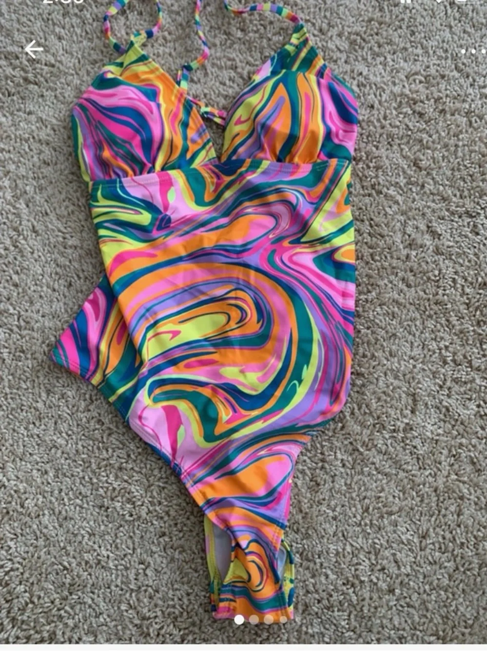 Brand new Multicolor Swirl One-Piece Swimsuit - Vibrant Pink & Yellow